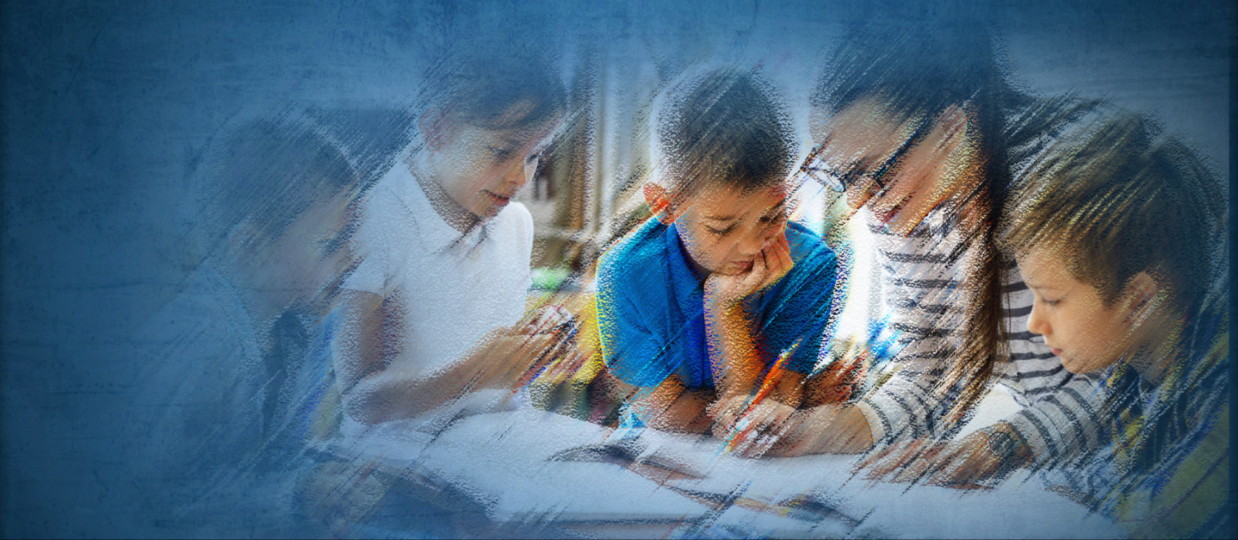 a child smiling and reading